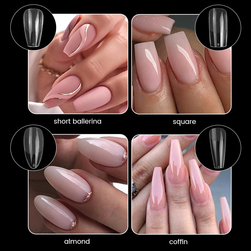 550pcs Tips Ekstensi Kuku Palsu Frosted Peti Mati Palsu Almond Oval Soft Gel Tips Acrylic Buatan Manicure