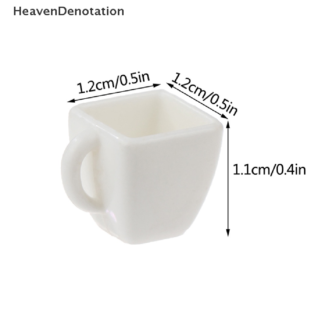 [HeavenDenotation] 4Pcs 1: 12 Dollhouse Miniature Cup White Square Cup Tea Cup Coffee Cup Decor Toy HDV