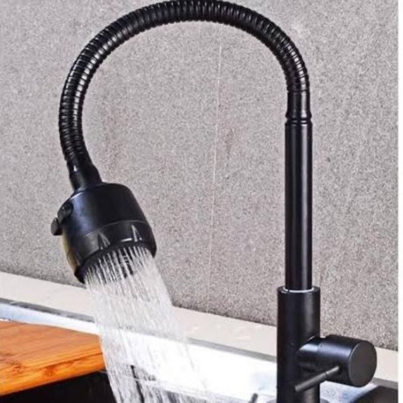 Kran air Angsa Fleksibel Minimalis HITAM BL- Keran sink 2in1 black wastafel bak cuci piring dapur kitchen faucet flexible