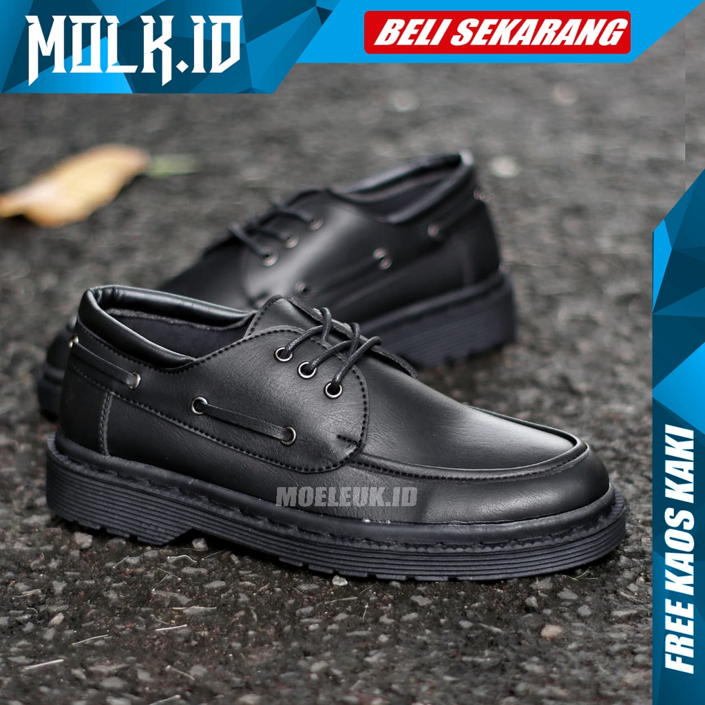 MOLK Sepatu Formal Pantofel Hitam Tali Casual Modern Brand Original Kerja Kantor Kuliah