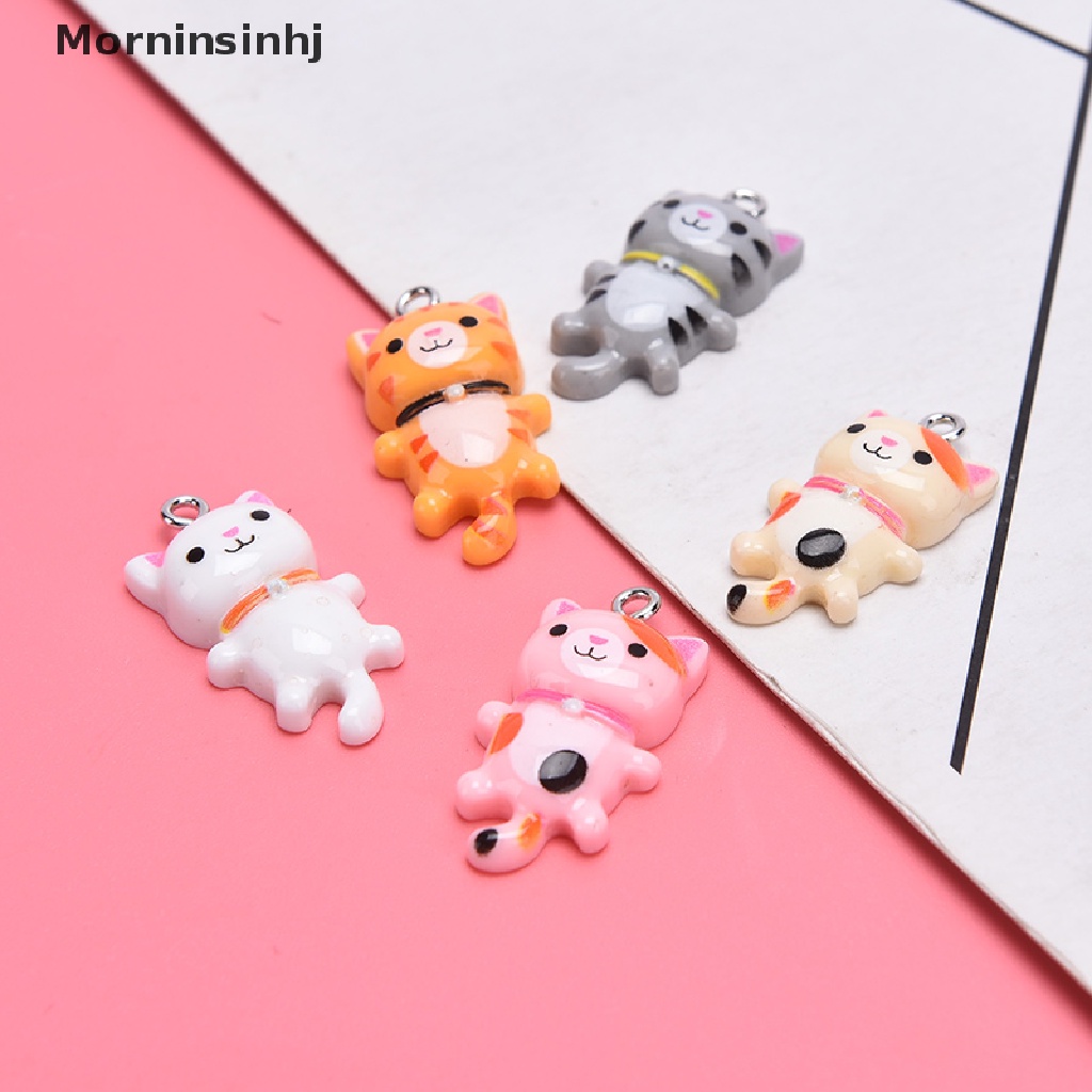 Mornin 10Pcs Resin Kucing Hewan Lucu Ch Liontin DIY Membuat Anting Perhiasan Craft id