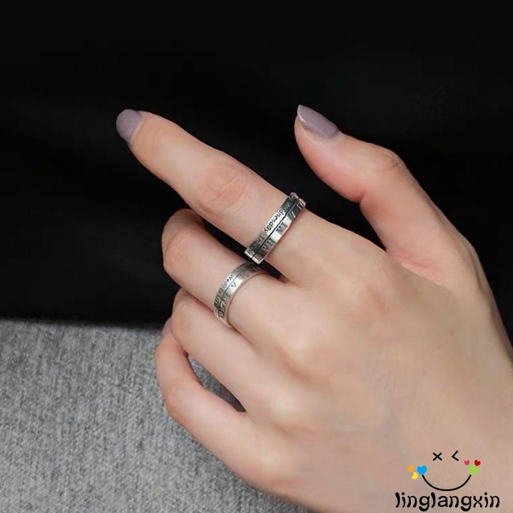 Llx-couple Perhiasan Cincin Alloy Angka Romawi Hadiah Pribadi