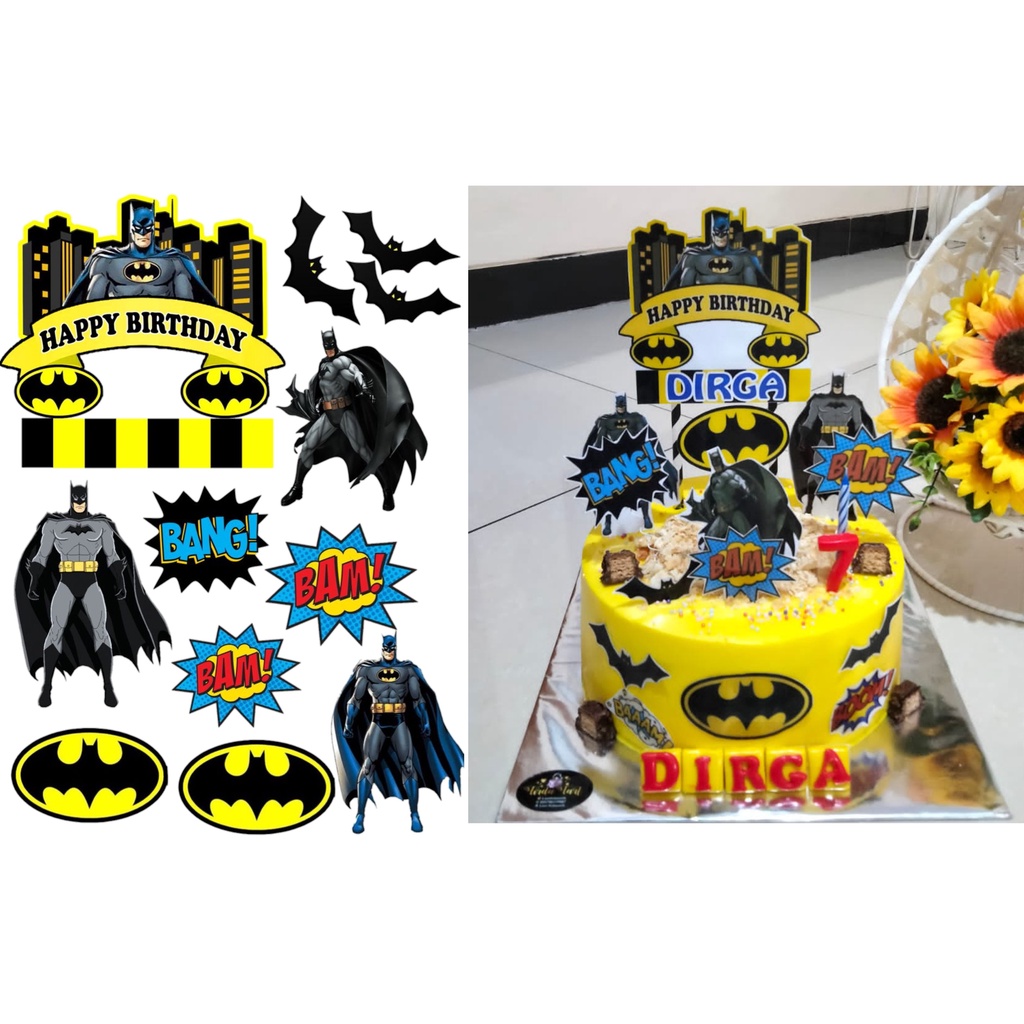 TOPPER CAKE KARAKTER BATMAN / TOPPER CUPCAKE / HIASAN KUE ULTAH / AKSESORIS KUE