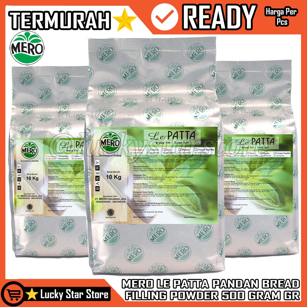 MERO LE PATTA PANDAN BREAD FILLING POWDER 500 GRAM GR TEPUNG SELAI LE PATTA MERO KELAPA PANDAN 500GR