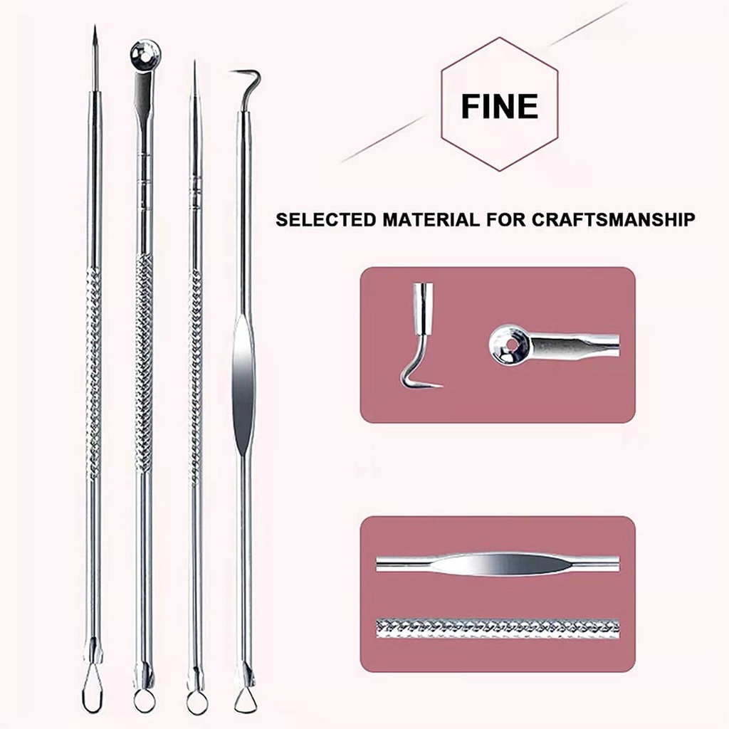 3Pcs / Set Jarum Ekstraktor Jerawat / Komedo Bahan Stainless Steel