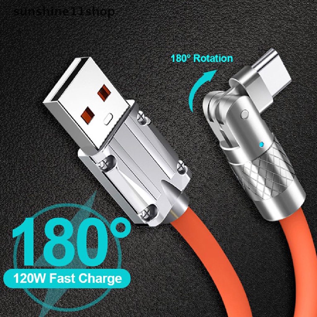 Sho 120W 6A Super Fast Charge Type-C Liquid Silicone Cable Quick Charge Kabel USB Untuk Xiaomi Huawei Samsung Pixel USB Bold Data Line N