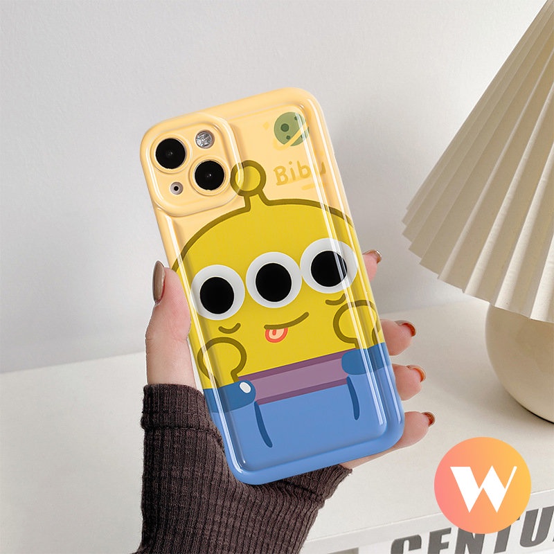 Kartun Toy Story Alien Phone Cover Kompatibel Untuk iPhone 7Plus 11 14 13 12 Pro Max XR X 6s 7 6 8 Plus XS Max SE 2020 Pasangan Lucu Strawberry Bear Manyo Airbag Lembut TPU Case