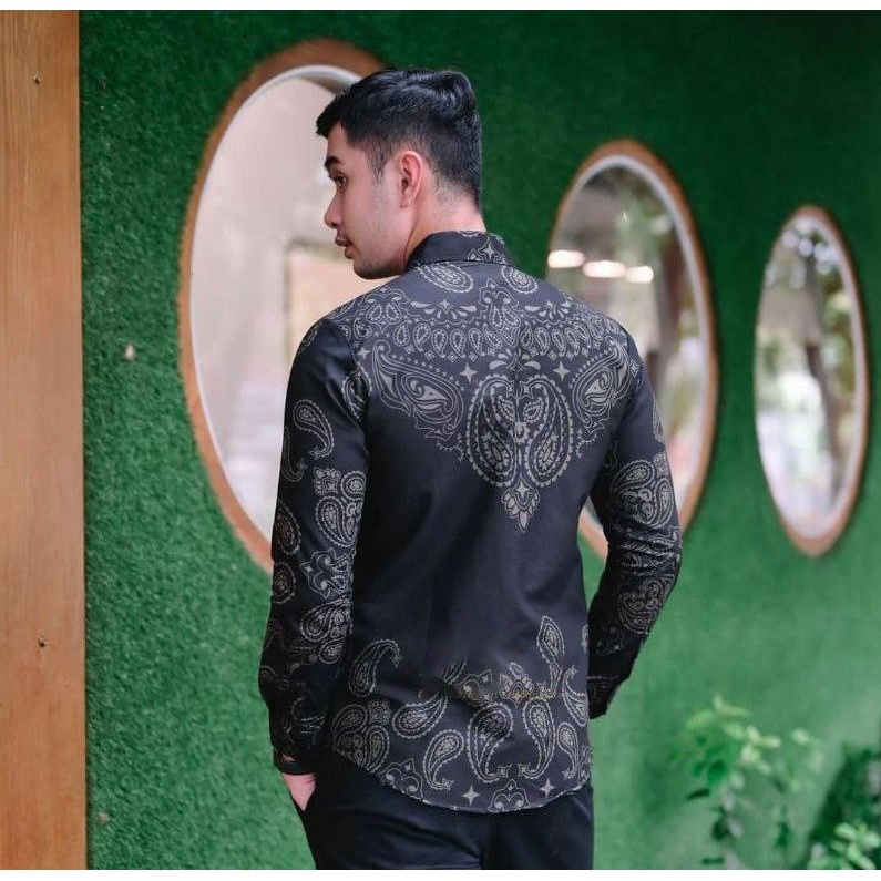 Motif CACING Kemeja Batik Pria Slimfit Premium Bahan Katun Halus Lapis Furing