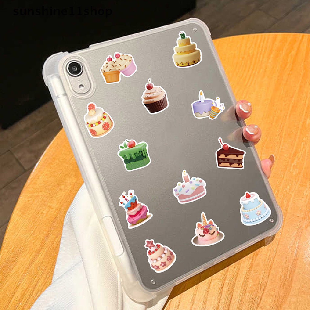 Sho 50pcs Ins Style Stiker Kartun Kue Makanan Decals DIY Kulkas Telepon Koper Laptop Notebook Mobil Stiker Dinding Mainan Anak N