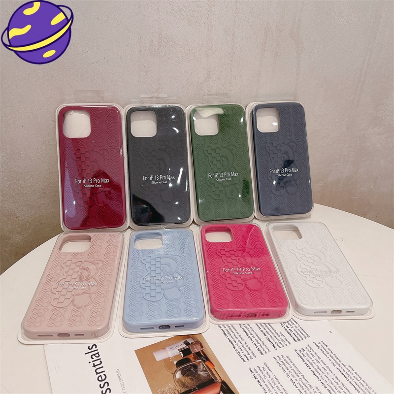 IPHONE Soft Case Beruang Kekerasan 3D Untuk Iphone14 13 12 11 Pro Max 14Plus Casing Belakang Silikon Kartun