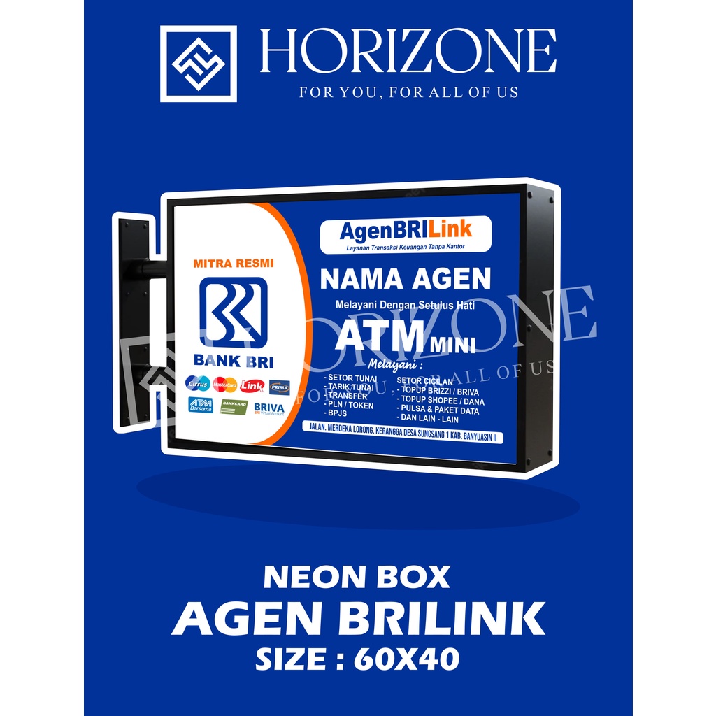 NEON BOX AGEN BRILINK 60X40 CM KOTAK AKRILIK