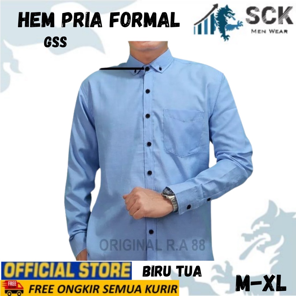 Kemeja Pria Lengan Panjang Polos GSS ukuran M-XL / Hem Formal Kantor / Pakaian Kerja Laki-laki - sckmenwear GROSIR