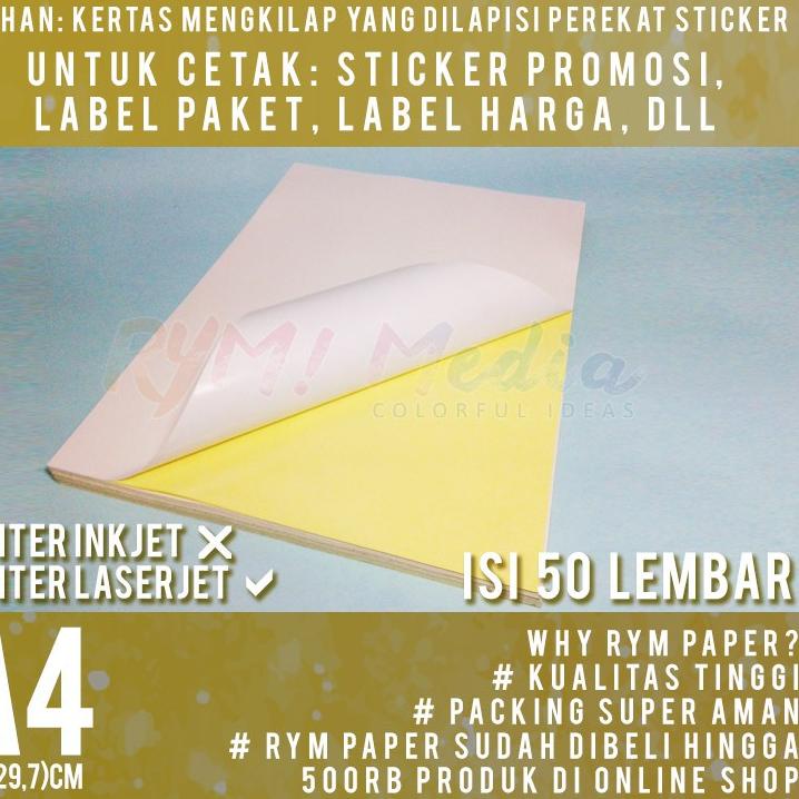 

IAN936 Sticker Chromo A4 isi 50 lembar / Kertas Stiker Glossy Mengkilap A4 +