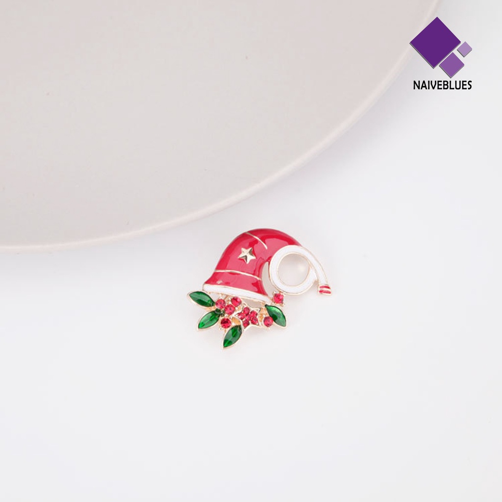 &lt; Naiveblues &gt; Bros Natal Enamel Meriah Berlian Imitasi Mengkilap Hias Tempat Serbet Cincin Hadiah Tahun