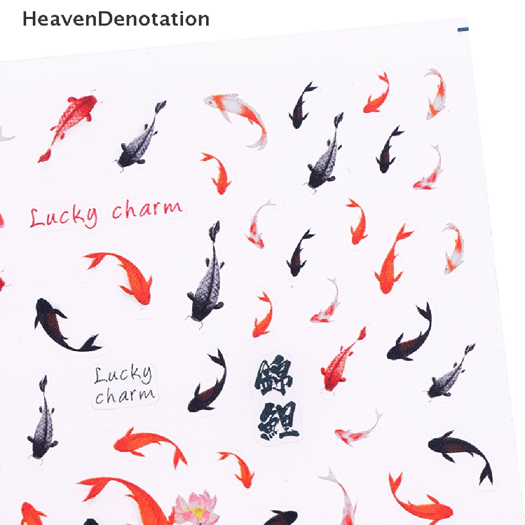 [HeavenDenotation] Ikan Koi Merah Ikan Mas 5D Stiker Kuku Tulisan 3D Stiker Kuku Cina Decal HDV
