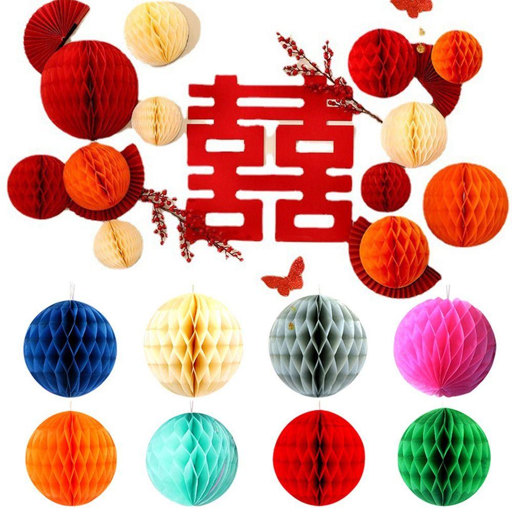 R-FLOWER 5 Pcs Chinese Paper Lantern Aksesoris Hadiah Perlengkapan Gift Craft Honeycomb Balls