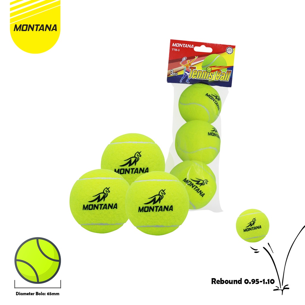 1 PSC BOLA TENNIS MERK MONTANA mutu pantulan nya bagus standard