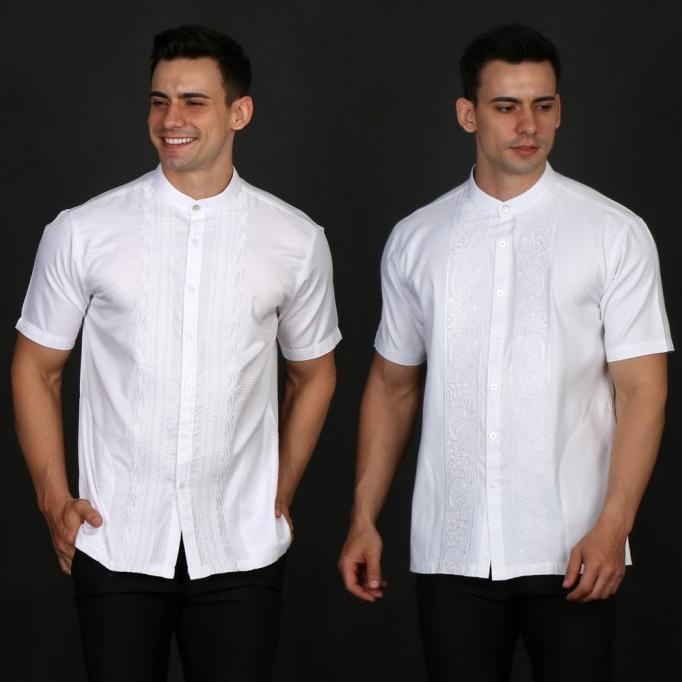 Casella Baju Koko Pria Lengan Pendek | Baju Koko Putih Lengan Pendek