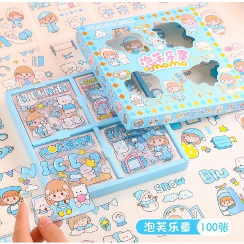 

Terlaris Sticker Aesthetic Box Set 10+10+1 Washi Tape Knife Paper Scrapbook