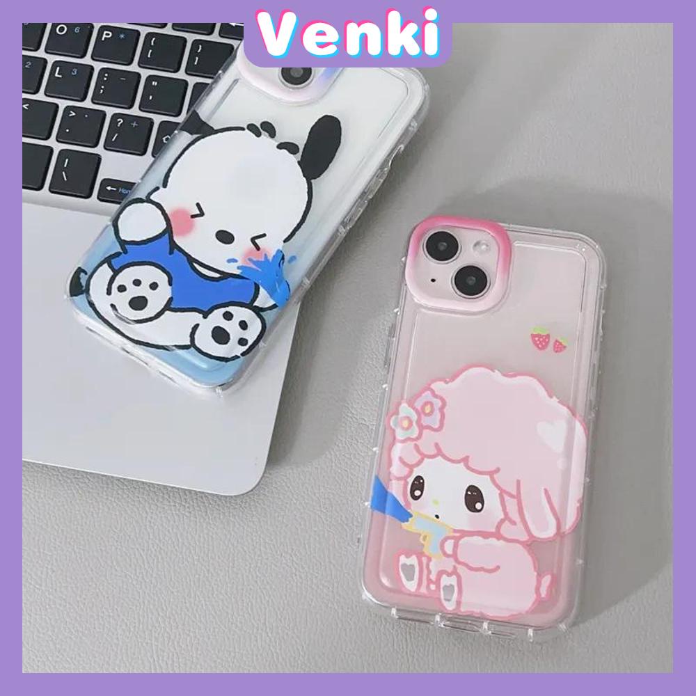 Case iPhone 14 Pro Max Soft TPU Clear Pink Blue Jelly Airbag Case Cute Cartoon Couple Dog and Sheep Camera Protection Shockproof For iPhone 14 13 12 11 Plus Pro Max 7 Plus X XR