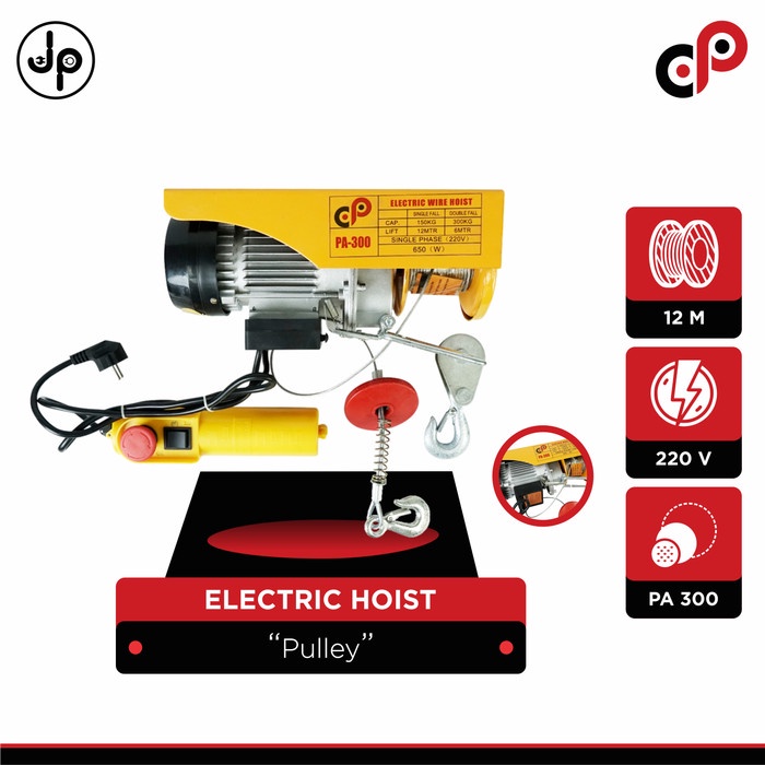Katrol Electric Hoist Mini Wire Hoist Katrol Elektrik Pa 150 - 12Meter