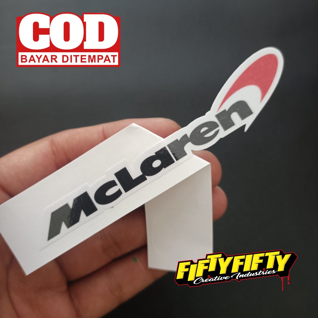 Stiker Print Cut MCLAREN Stiker Printing Laminasi Glossy Stiker Motor Mobil Helm Sudah Membentuk Pola Desain