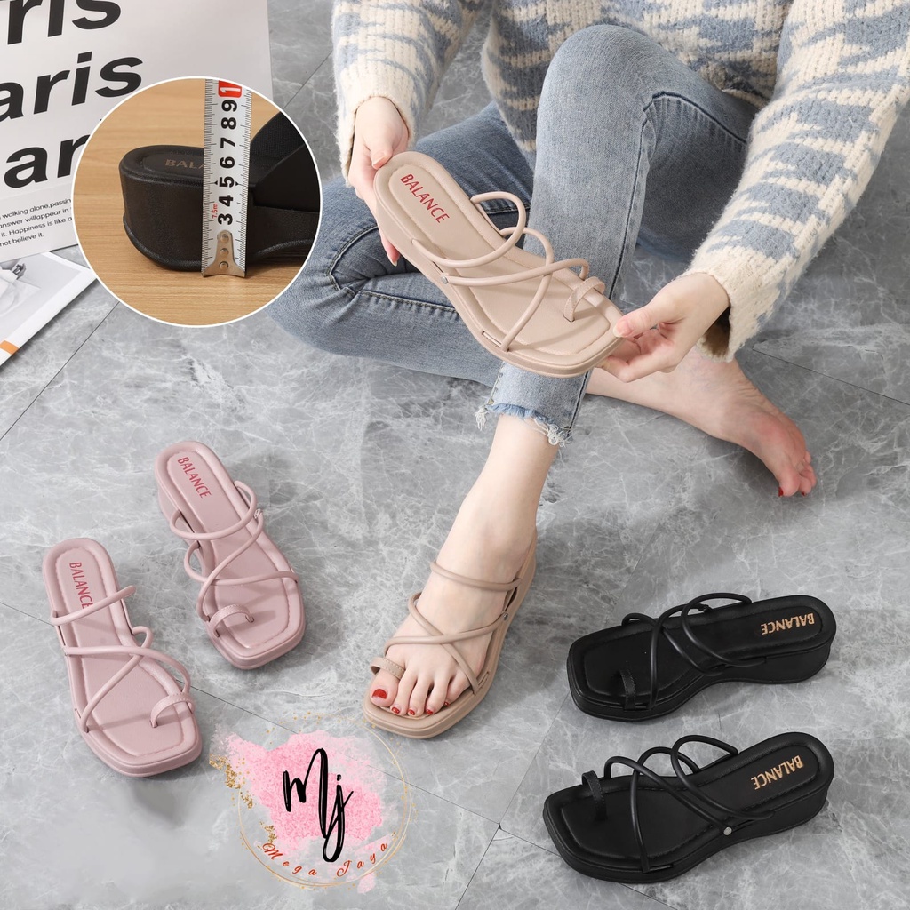 Sandal Wedges Silang Wanita Import