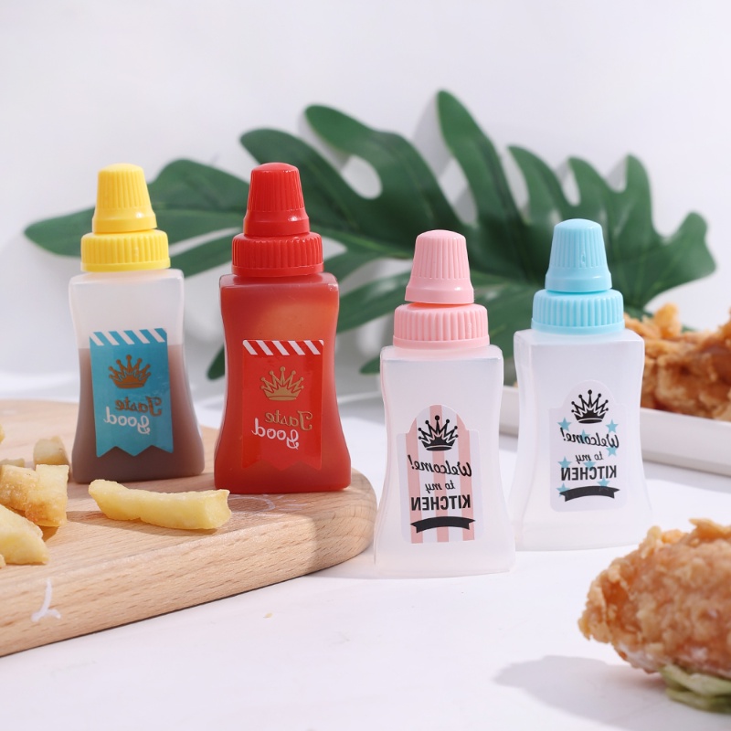 2pcs Kualitas Tinggi Botol Bumbu Mini Botol Selai Kecap Portabel Salad Squeeze Jar Untuk Kotak Makan Siang Penyimpanan Dapur Aksesoris