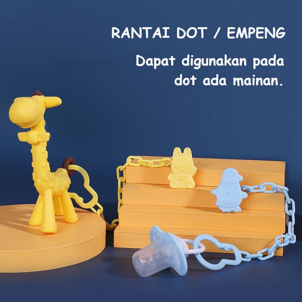 Rantai Klip Penjepit Gantungan Dot Empeng Teether Bayi / Tali Jepitan Clip Holder Chain Warna Biru Pink Kuning