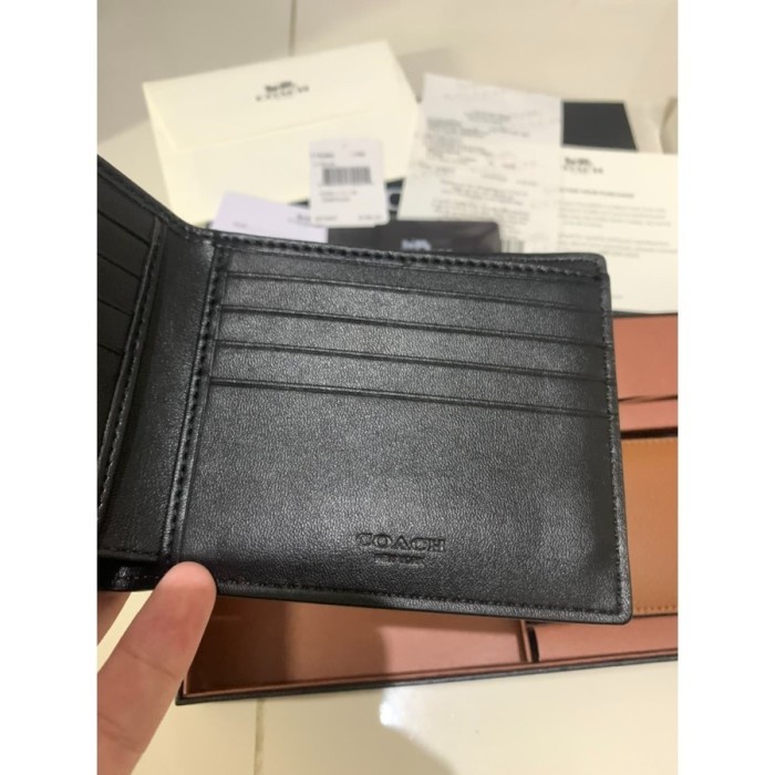 SALE -(100% ORIGINAL) Dompet COACH Brown Stripe Black with Tag Pria Fullset  3.1.23