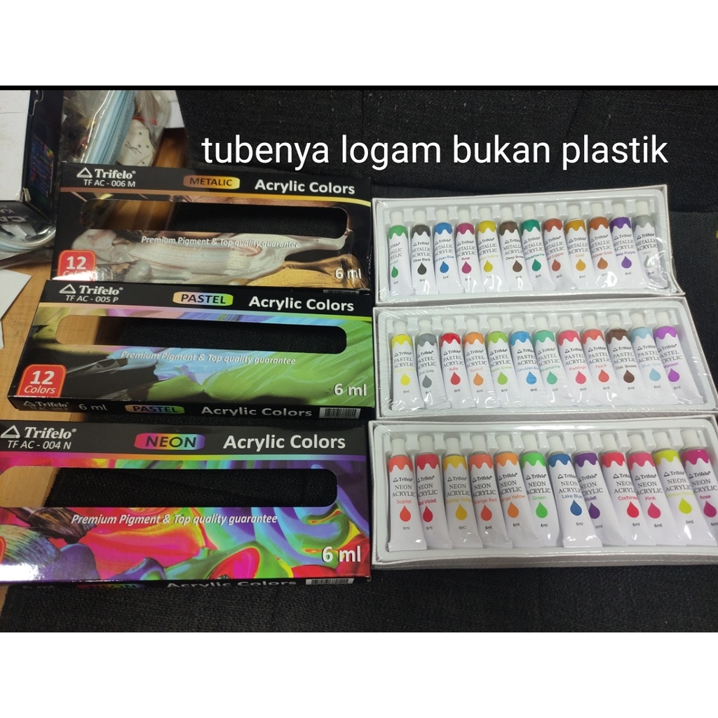 

cat acrylic akrilic 12 warna 6 ml metalic set trifello vtec