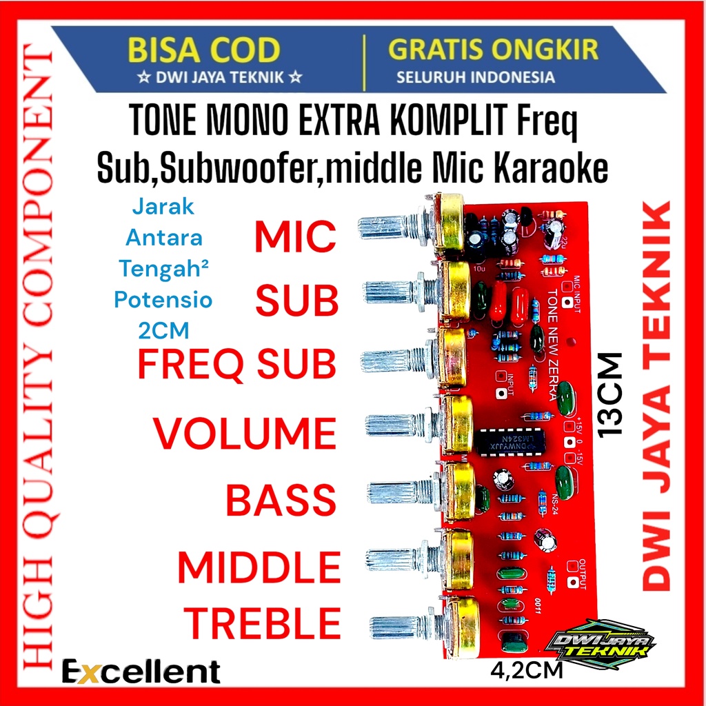 Tone Control Mono EXTRA KOMPLIT Subwofer+midel+mic Zera