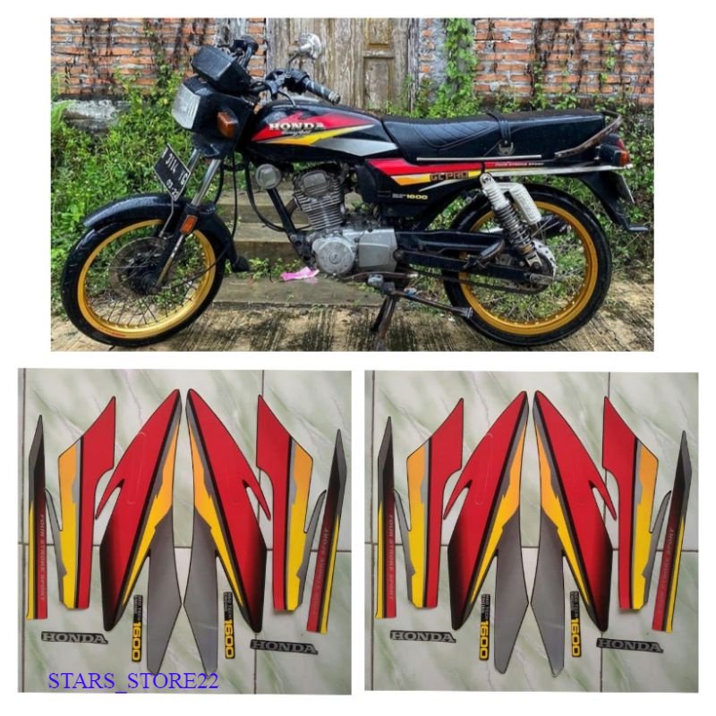 (ORI) stiker striping lis body motor  honda gl pro 97 hitam merah TERMURAH