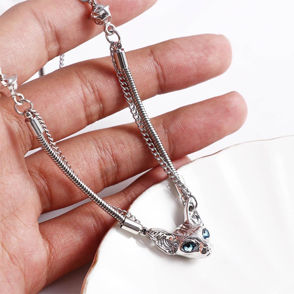 NEEDWAY Needway Kalung Liontin Kepala Kucing Hadiah Kepribadian Kreatif Y2K Rantai Klavikula Y2K Desain Fashion Wanita Perhiasan Aksesoris