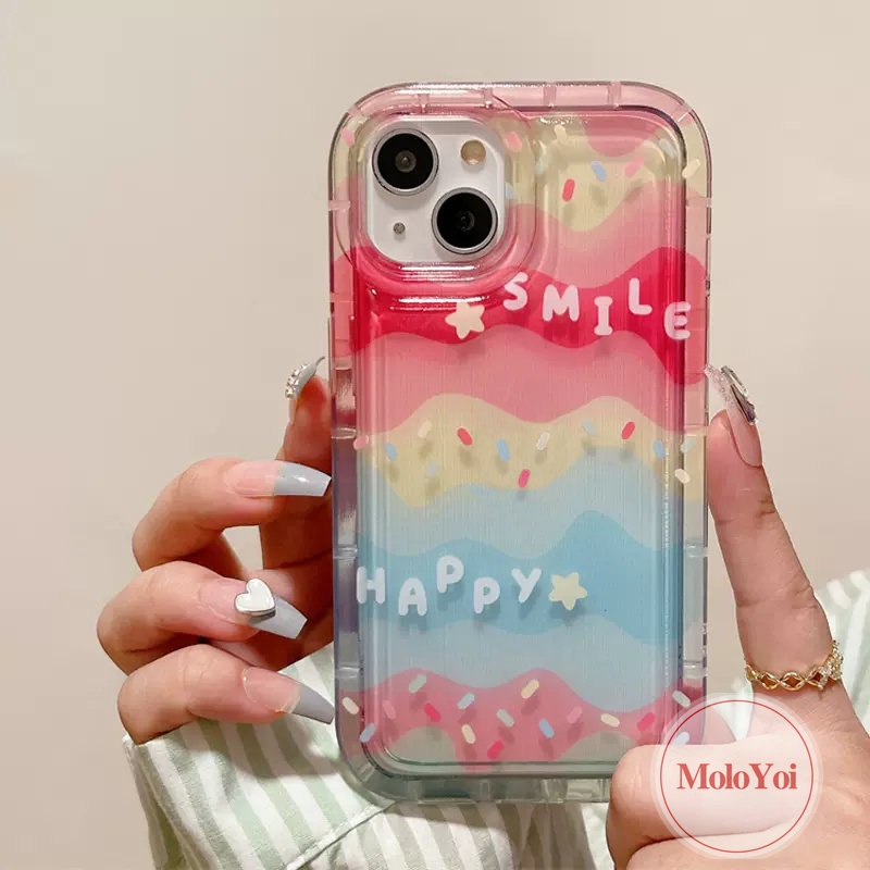 IPHONE Shockproof Airbag Casing Kompatibel Untuk Iphone14 11 13 12 Pro Max6 7 6s 8 Plus Xr X Xs Max SE 2020 INS Kreatif Pelangi Warna-Warni Lembut TPU Transparan Ponsel Cover