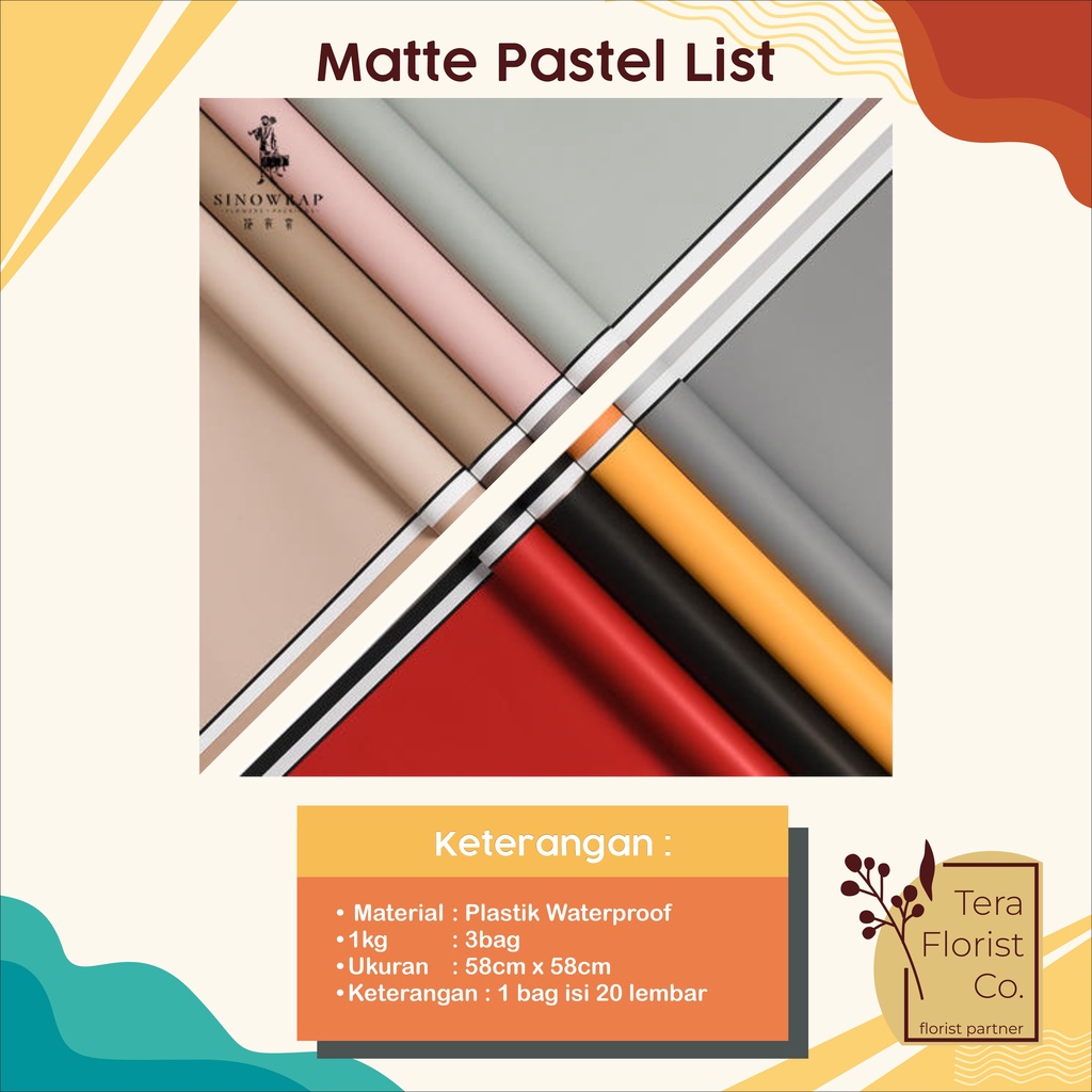 

20 Lembar Cellophane Matte Pastel List Kertas Bunga Flower Wrapping Kertas Buket Wrap Paper Bungkus Bouquet Waterproof Pembungkus Kado P.JYXK