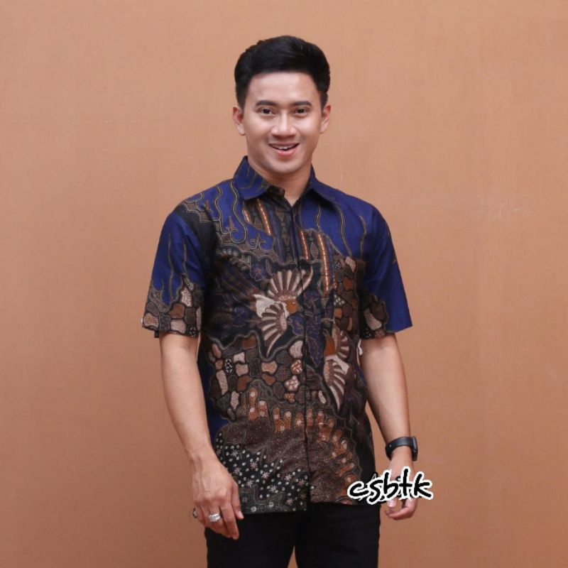 COUPLE BATIK FASHION ATASAN KERJA MANUK NAVY