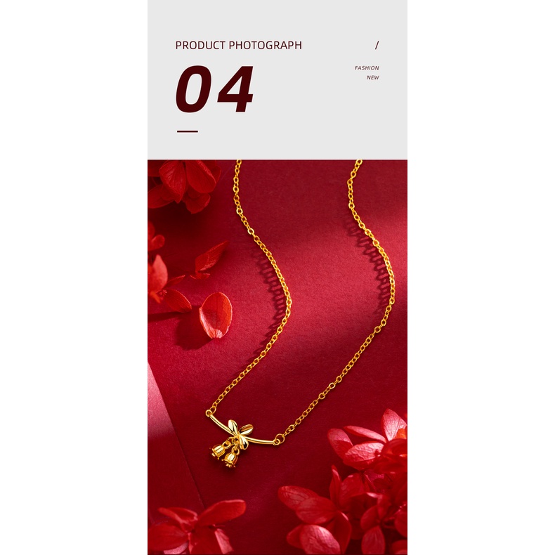 Goldkingdom Perhiasan Fashion 24 K Bangkok Aksesoris Ready Stock Sistem Mori Rantai Tulang Selangka Ins Angin Lily Manis Valley Kalung Untuk Wanita