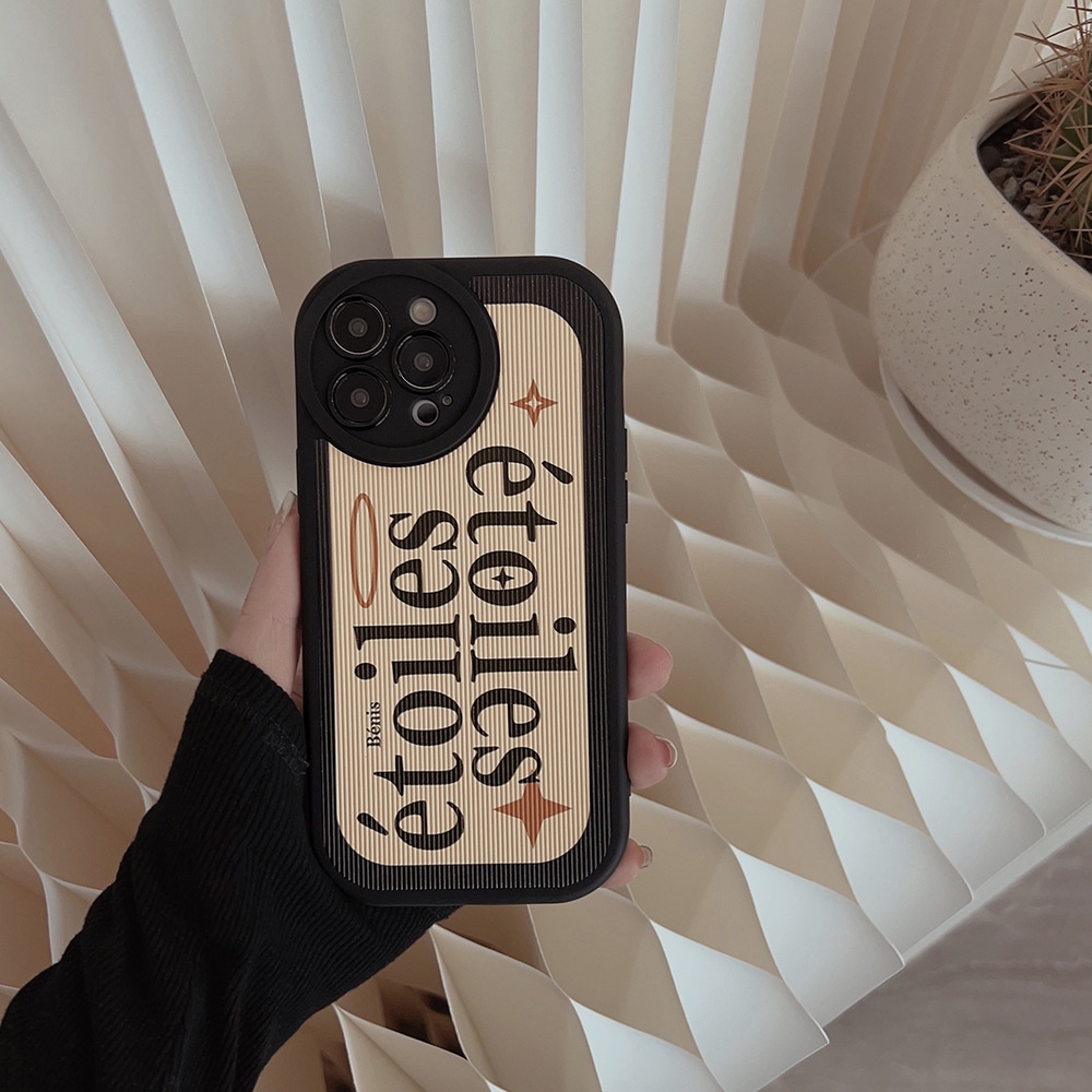 IPHONE Etoiles Casing Silikon Kulit Lembut Hitam Untuk Iphone14 11 12 13 PRO XS XR MAX Casing Cover Pelindung AT0024