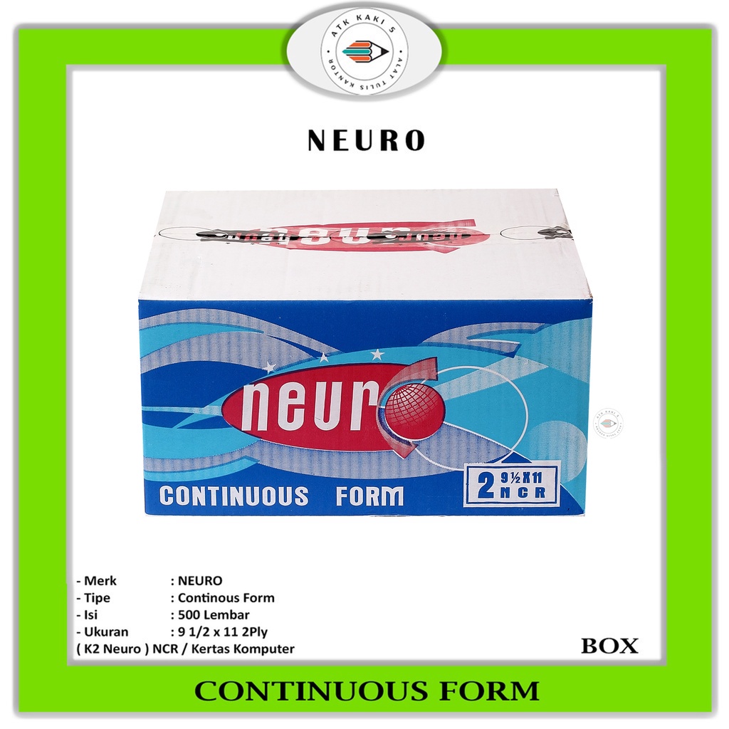 

NEURO - Continous Form 91/2 x 11 2 Ply ( K2 ) NCR / Kertas Komputer - Box