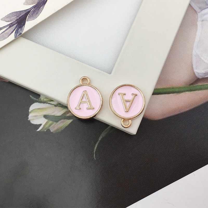 Diy Perlengkapan Membuat Perhiasan 26pcs Alfabet Karakter DIY Liontin Untuk Anting Gelang Kalung Perlengkapan Membuat Perhiasan Charms Beads Pink26 Initial Alphabet Charms Letter