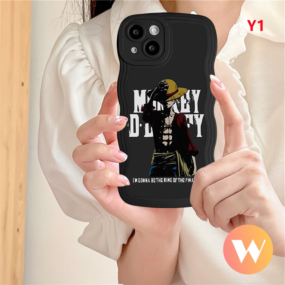 Anime One Piece Case Vivo Y02 Y22 Y02s Y11 Y12s Y21 Y15s Y35 Y33s Y15 Y17 Y16 V25E Y22s Y15A Y12i Y50 Y21s Y12 Y20 V20 Y30 Y91C Y91 V25 V21 Y93 Wavy Edge Kartun Luffy Soft Cover