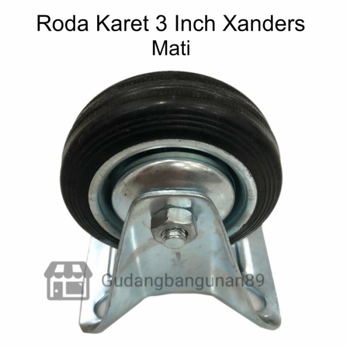 Roda Troli Etalase Karet Hitam Xanders 3&quot; i1n Mati Hidup Putar Rem PCS