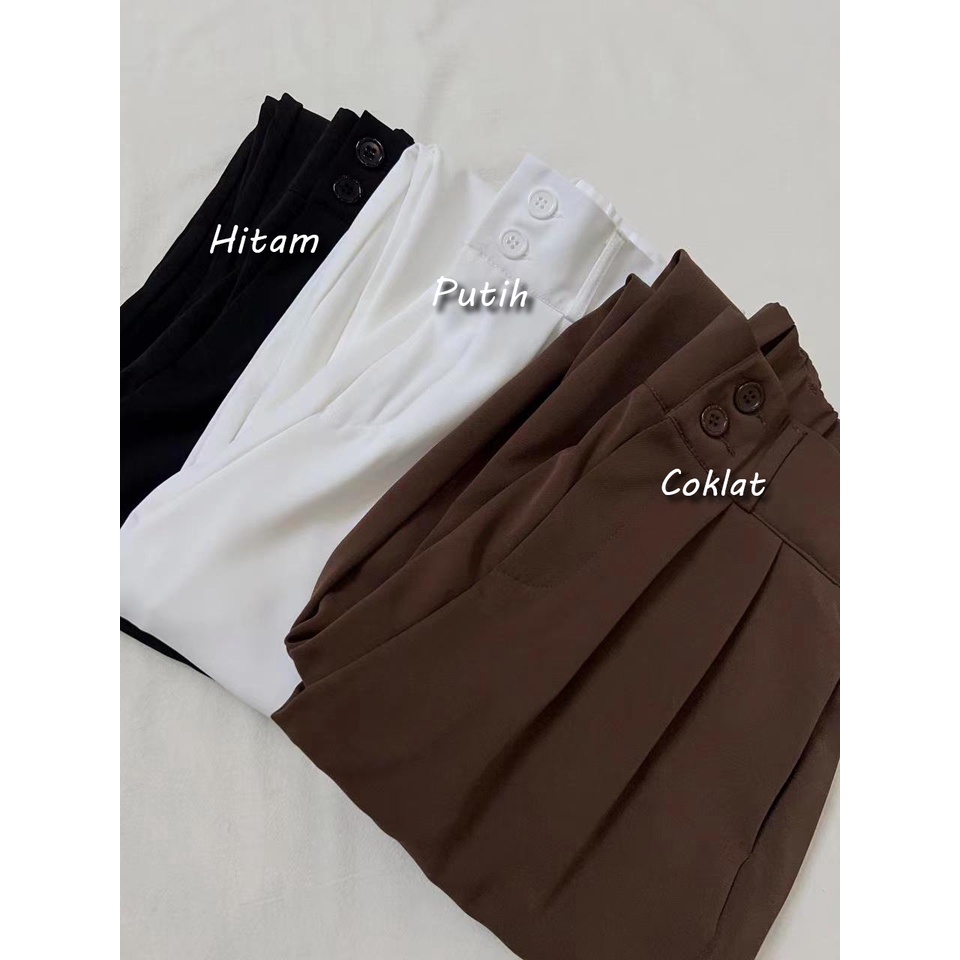 coklat/hitam/putih highwaist terbaru celana kulot panjang wanita dewasa import kekinian