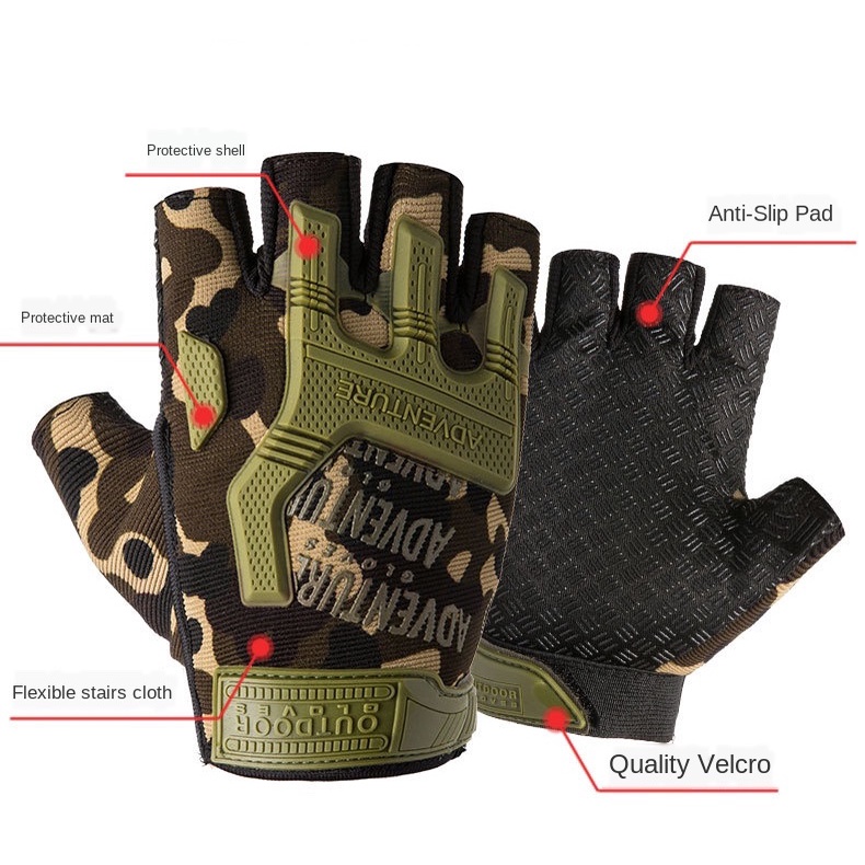 Sarung Tangan Motor Outdoor Sepeda Tactical Half Finger Gloves Kualitas Import