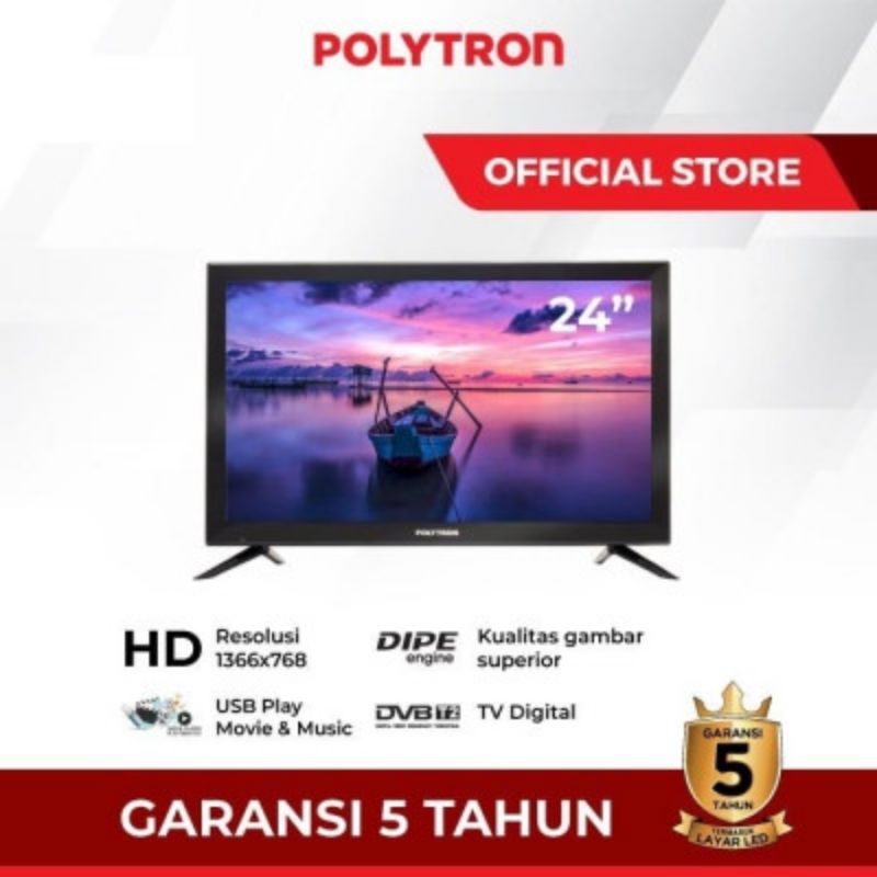 Polytron TV LED 24 Inch Digital 24V1853 HD TV Original (PALEMBANG)