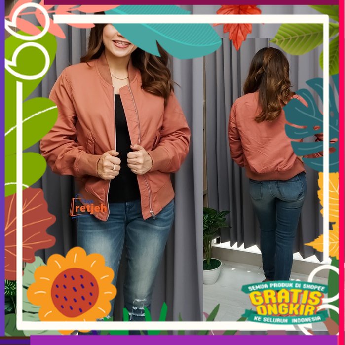 JAKET WANITA UNIQLO BOMBER FULL ZIPPER / crop corp