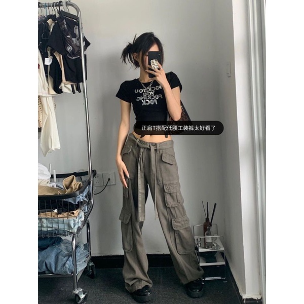 Red Bahu Pendek T-shirt Wanita Lengan Pendek Musim Panas Baru Huruf Payet Bordir Slim Fit Gadis Pusar Top In