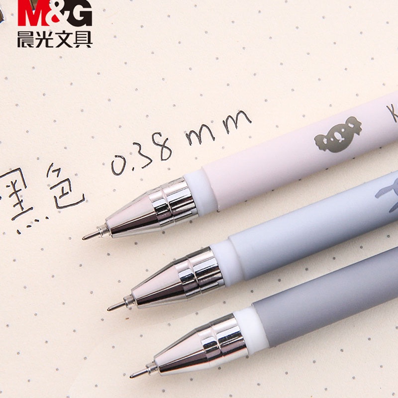 M&amp;G 0.38mm Tinta Hitam Lucu Kartun Hewan Gel Pen Mahasiswa Penuh-Jarum Tip Tanda Tangan Pena