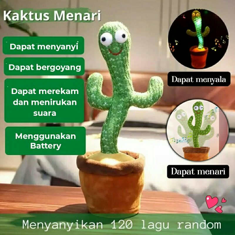 Mainan Kaktus Menari Menyanyi dan Berbicara New
